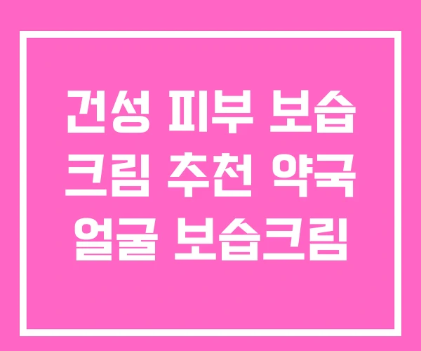 건성 피부 보습 크림 추천 약국 얼굴 보습크림