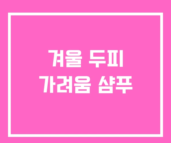 겨울 두피 가려움 샴푸