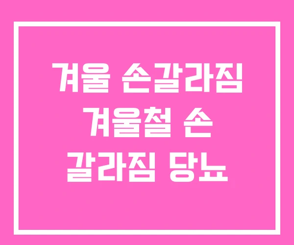 겨울 손갈라짐 겨울철 손 갈라짐 당뇨