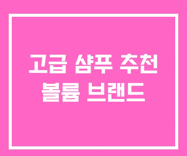 고급 샴푸 추천 볼륨 브랜드