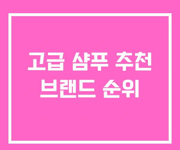 고급 샴푸 추천 브랜드 순위