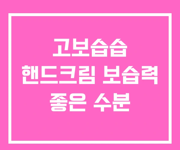 고보습습 핸드크림 보습력 좋은 수분