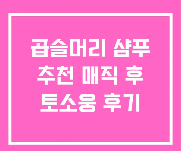 곱슬머리 샴푸 추천 매직 후 토소웅 후기 곱슬머리 샴푸 추천 매직 후 토소웅 후기