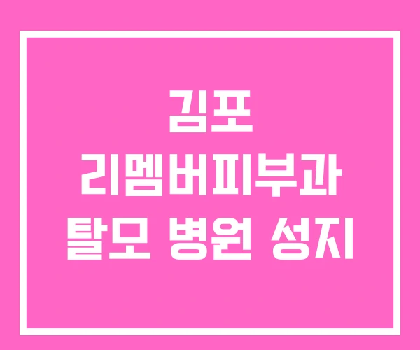 김포 리멤버피부과 탈모 병원 성지