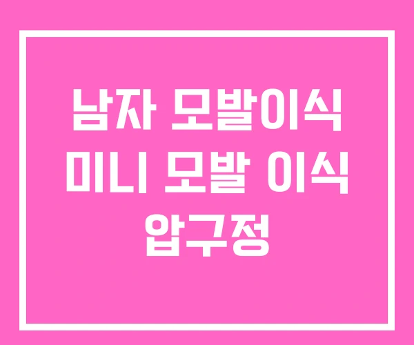 남자 모발이식 미니 모발 이식 압구정