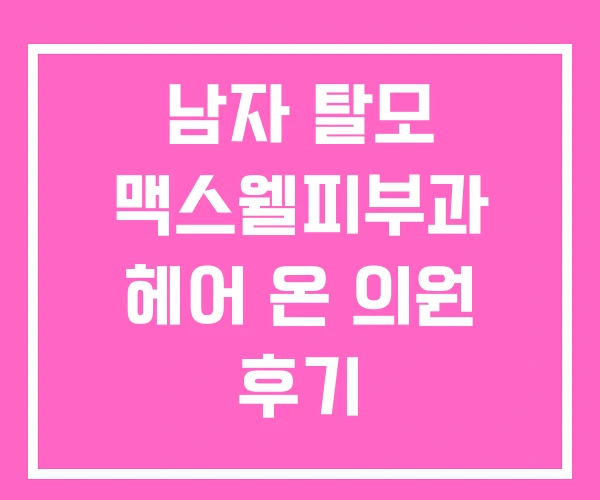 남자 탈모 맥스웰피부과 헤어 온 의원 후기
