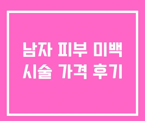 남자 피부 미백 시술 가격 후기 남자 피부 미백 시술 가격 후기