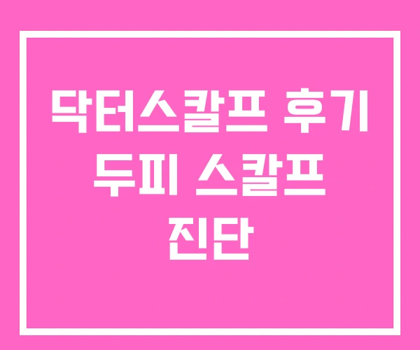 닥터스칼프 후기 두피 스칼프 진단