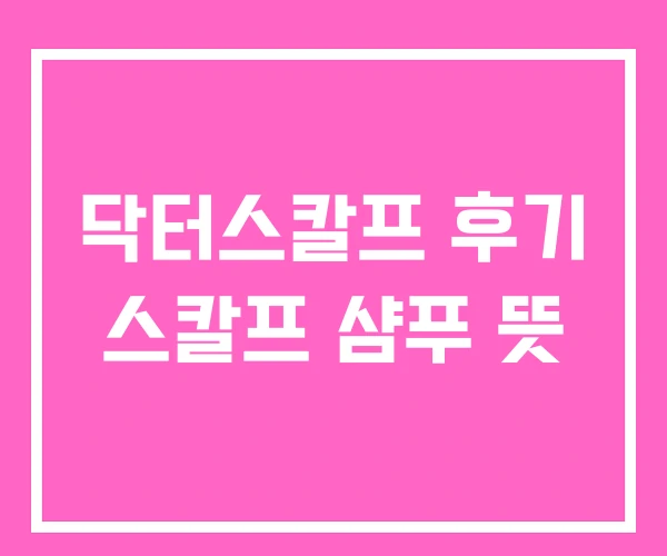 닥터스칼프 후기 스칼프 샴푸 뜻