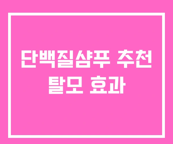 단백질샴푸 추천 탈모 효과