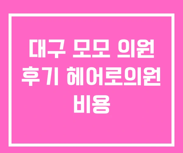 대구 모모 의원 후기 헤어로의원 비용