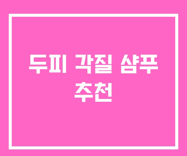 두피 각질 샴푸 추천