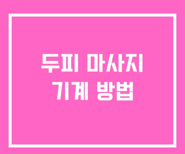 두피 마사지 기계 방법