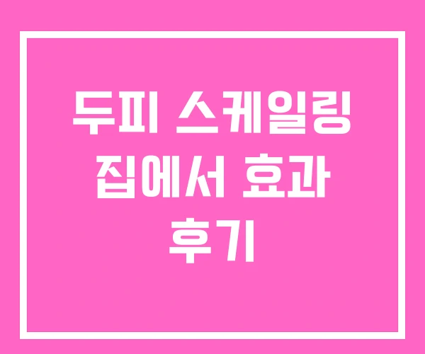 두피 스케일링 집에서 효과 후기