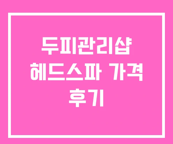 두피관리샵 헤드스파 가격 후기