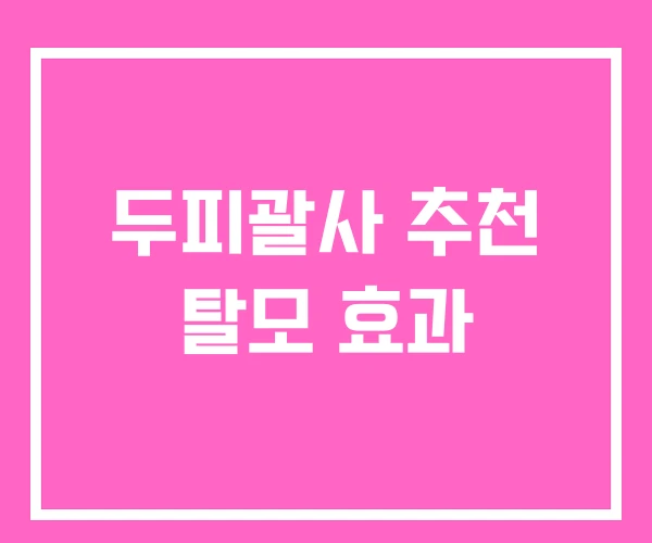 두피괄사 추천 탈모 효과