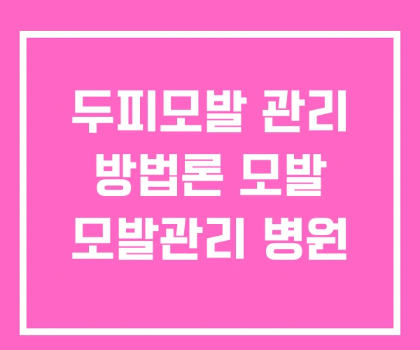 두피모발 관리 방법론 모발 모발관리 병원