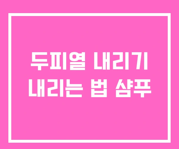두피열 내리기 내리는 법 샴푸 두피열 내리기 내리는 법 샴푸