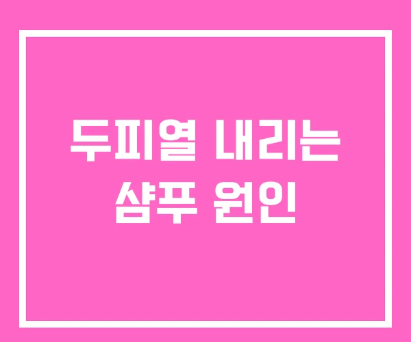 두피열 내리는 샴푸 원인