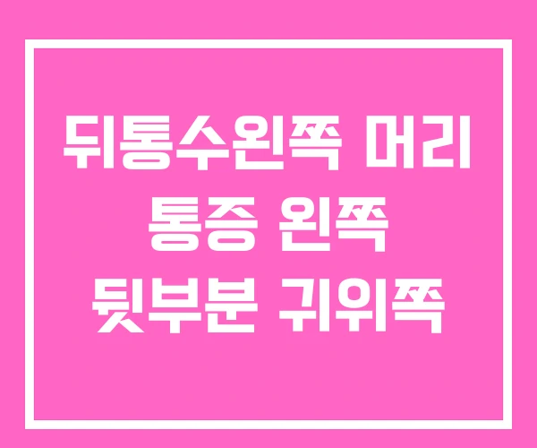 뒤통수왼쪽 머리 통증 왼쪽 뒷부분 귀위쪽