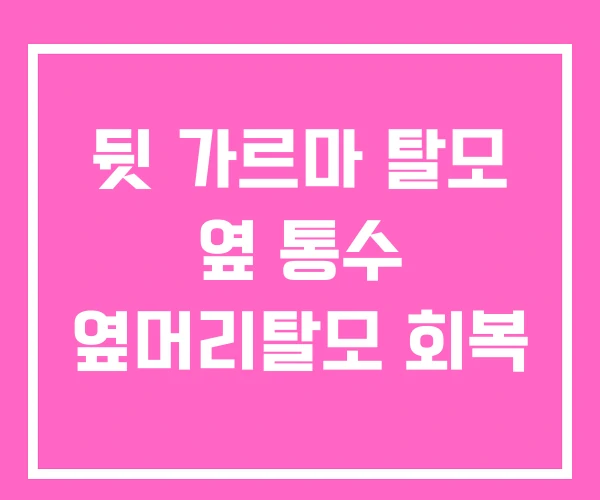 뒷 가르마 탈모 옆 통수 옆머리탈모 회복