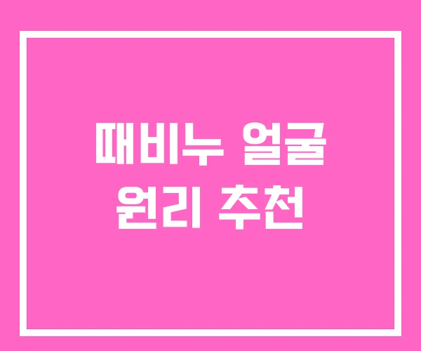 때비누 얼굴 원리 추천