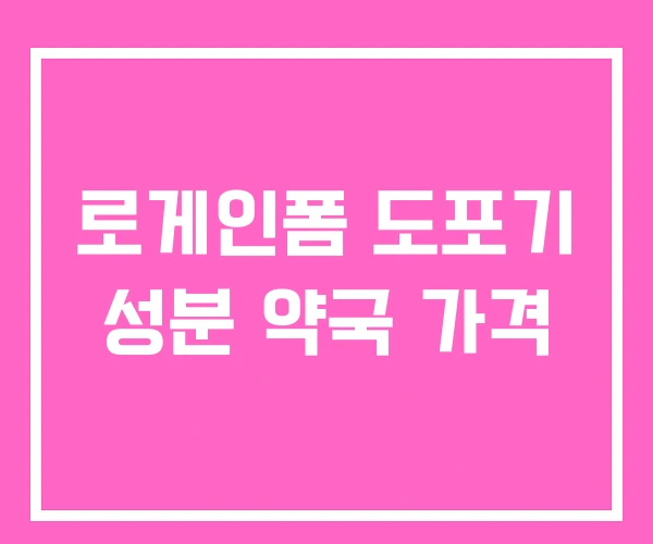 로게인폼 도포기 성분 약국 가격