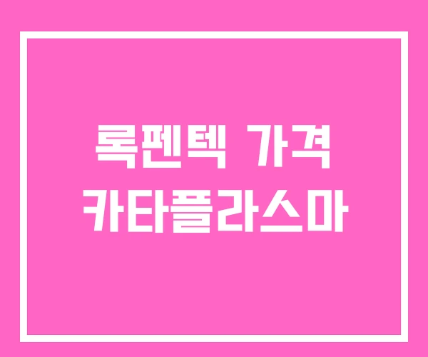 록펜텍 가격 카타플라스마 록펜텍 가격 카타플라스마