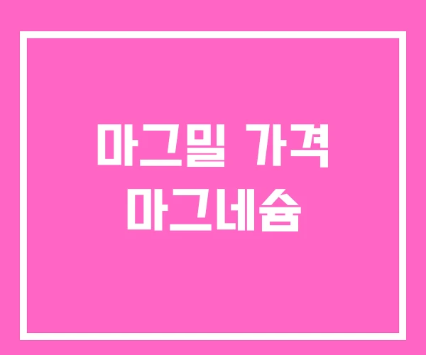 마그밀 가격 마그네슘