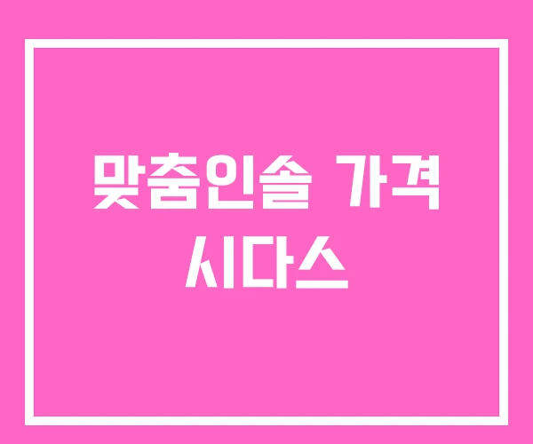 맞춤인솔 가격 시다스