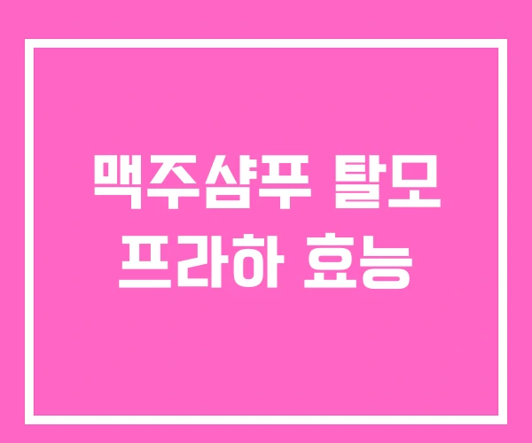 맥주샴푸 탈모 프라하 효능