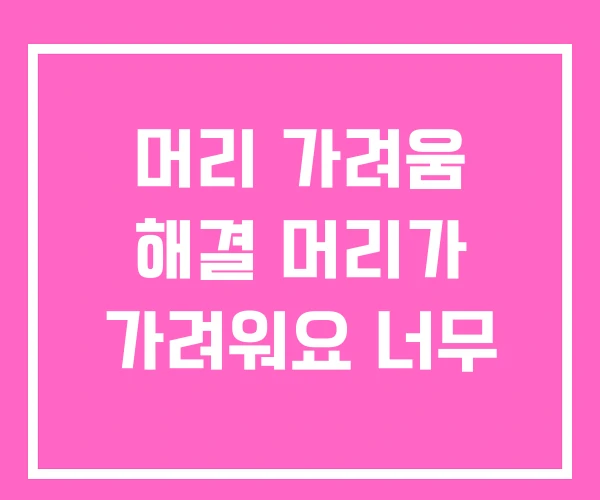 머리 가려움 해결 머리가 가려워요 너무