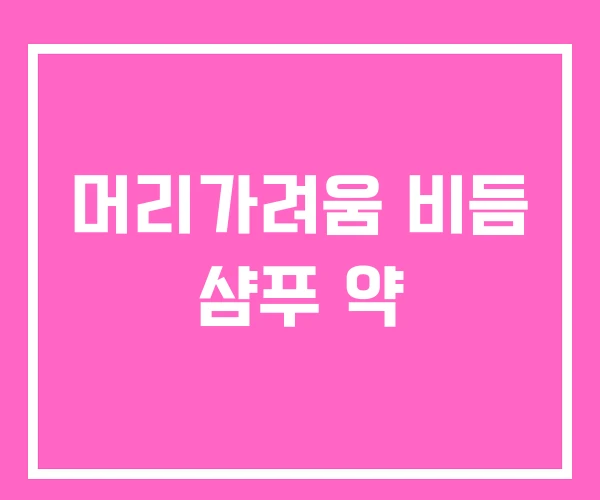 머리가려움 비듬 샴푸 약