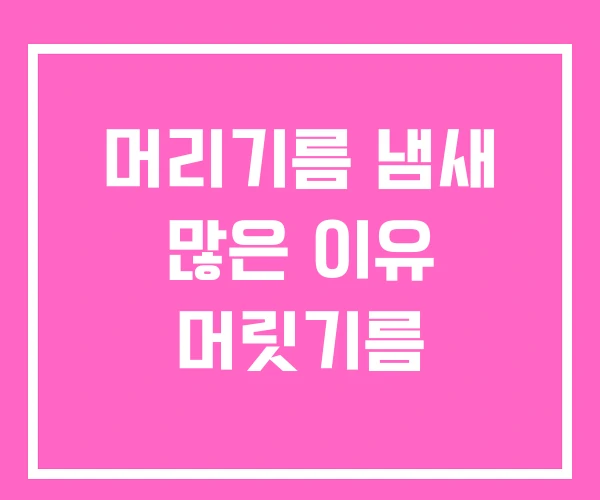 머리기름 냄새 많은 이유 머릿기름