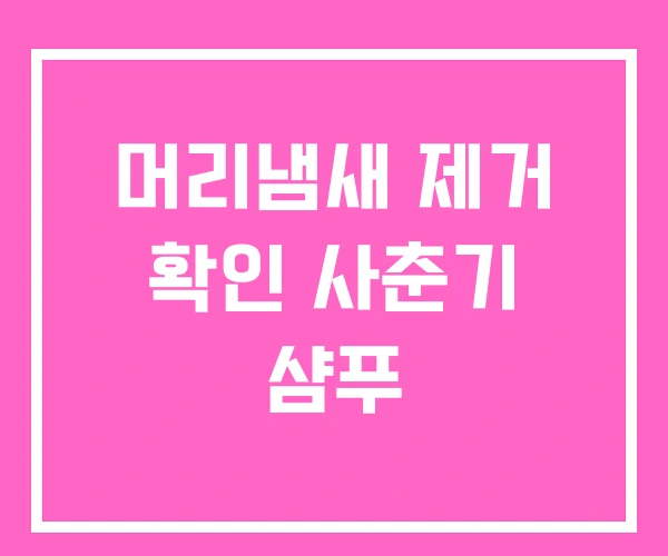 머리냄새 제거 확인 사춘기 샴푸