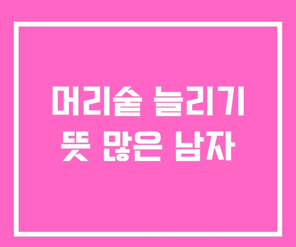 머리숱 늘리기 뜻 많은 남자