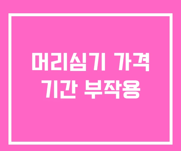머리심기 가격 기간 부작용