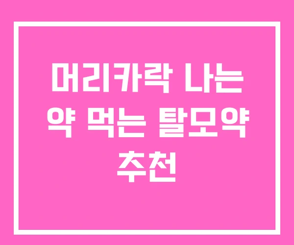 머리카락 나는 약 먹는 탈모약 추천