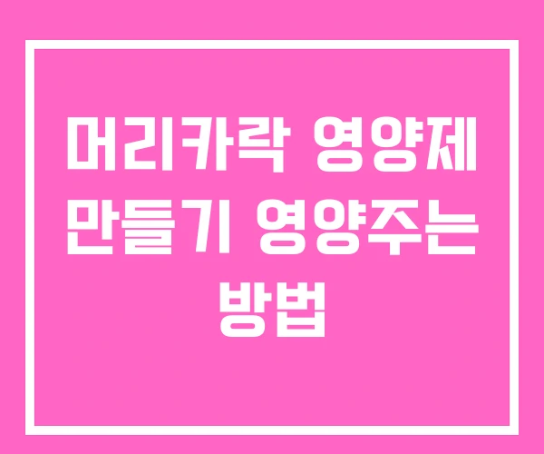 머리카락 영양제 만들기 영양주는 방법