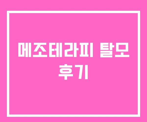 메조테라피 탈모 후기