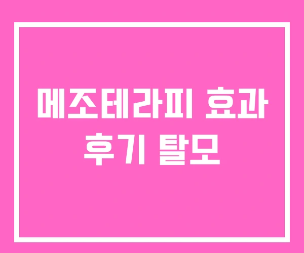 메조테라피 효과 후기 탈모