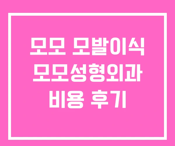 모모 모발이식 모모성형외과 비용 후기