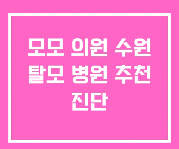 모모 의원 수원 탈모 병원 추천 진단