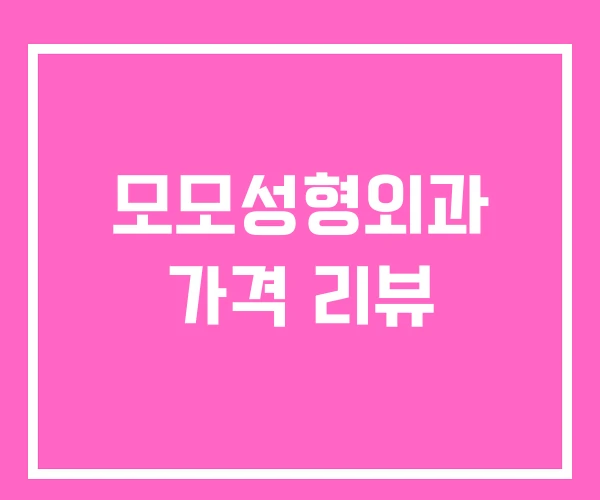 모모성형외과 가격 리뷰