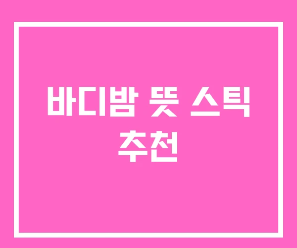 바디밤 뜻 스틱 추천