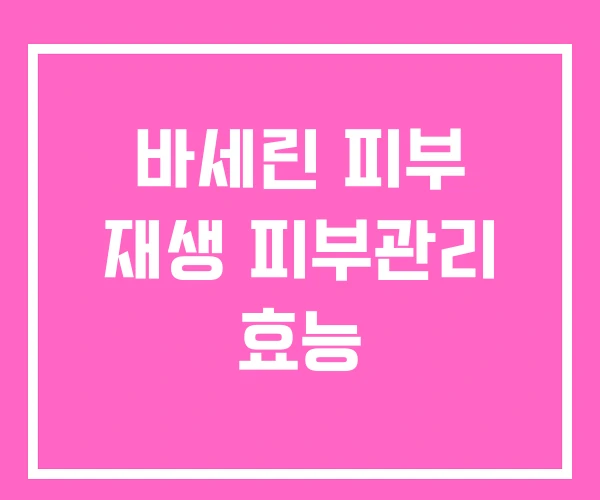바세린 피부 재생 피부관리 효능 바세린 피부 재생 피부관리 효능