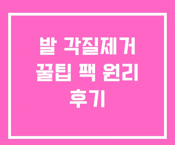 발 각질제거 꿀팁 팩 원리 후기