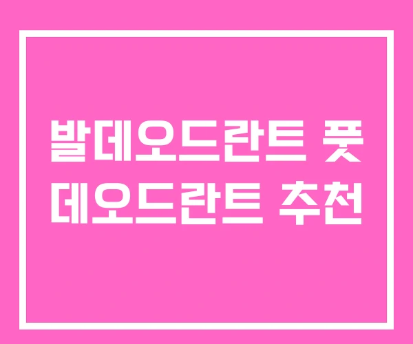 발데오드란트 풋 데오드란트 추천