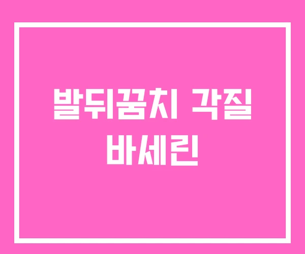 발뒤꿈치 각질 바세린 발뒤꿈치 각질 바세린