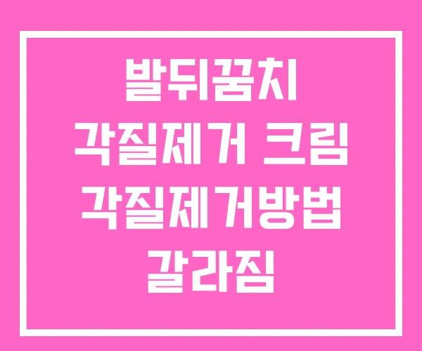 발뒤꿈치 각질제거 크림 각질제거방법 갈라짐